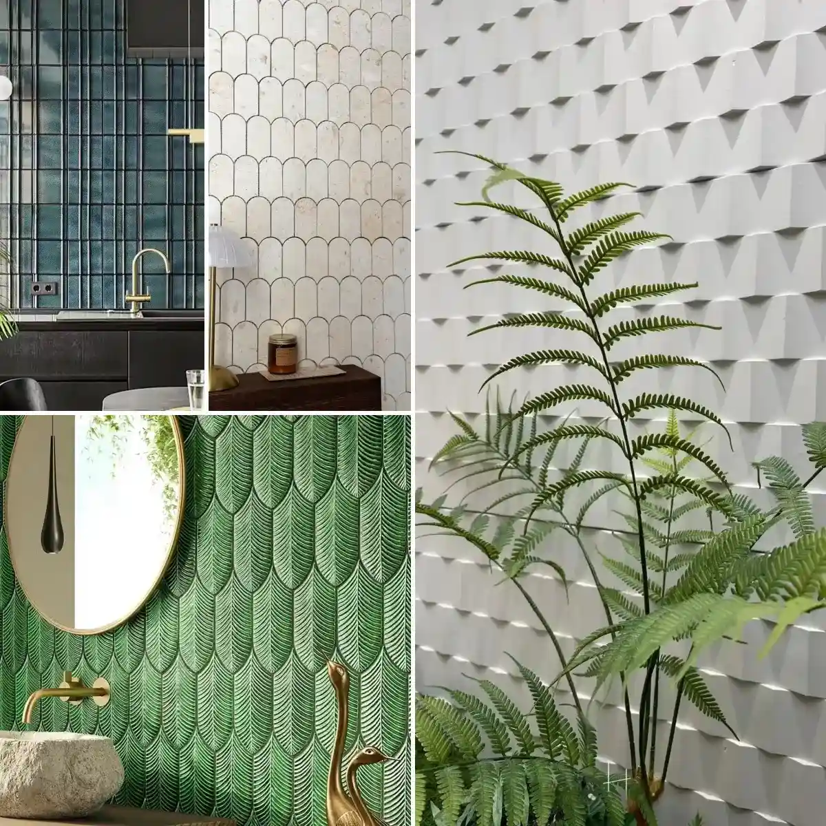 decorative ceramic wall tiles, scallop and 3D patterns for interiors