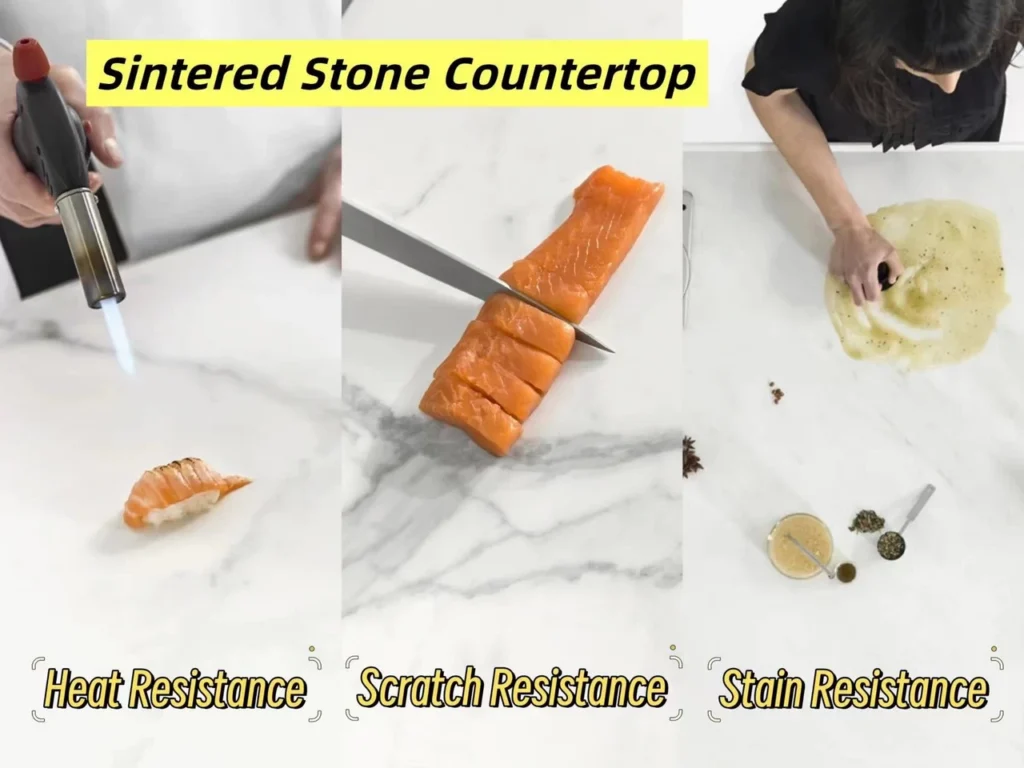 Sintered stone countertop benefits—heat, scratch and stain resistance