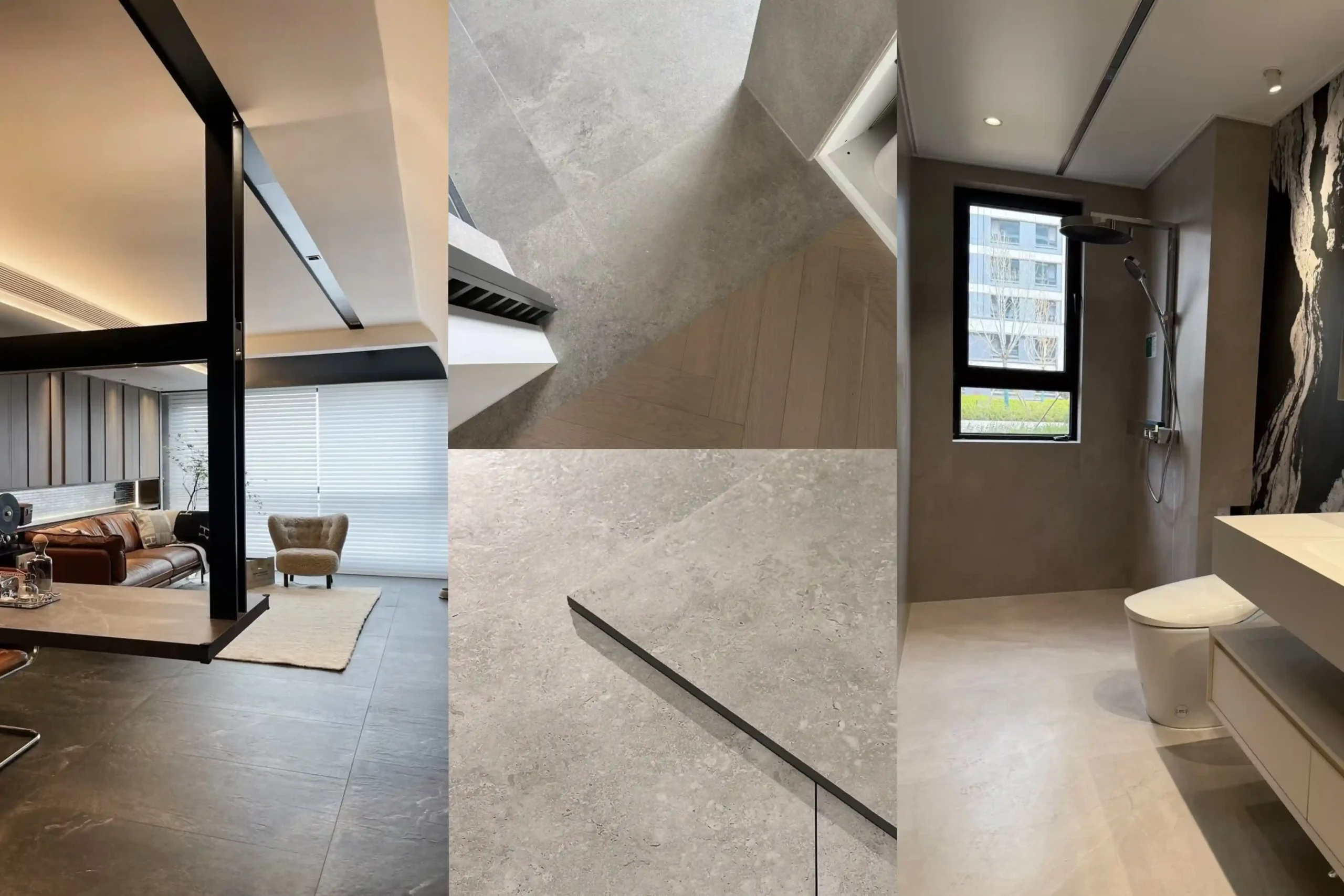 China Matte Tile for Modern Interiors | Kingsun China matte tile installed in modern apartment, grey matt floor