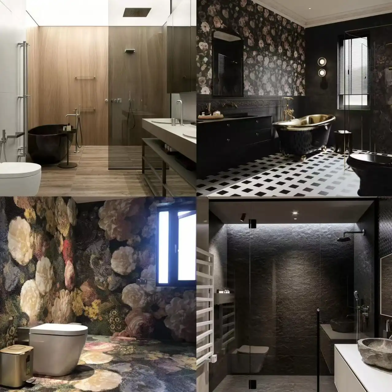 Rustic Tile Ideas | China OEM/ODM Bathroom Collections Bathroom concepts mixing rustic stone looks and patterned ceramics, OEM/ODM