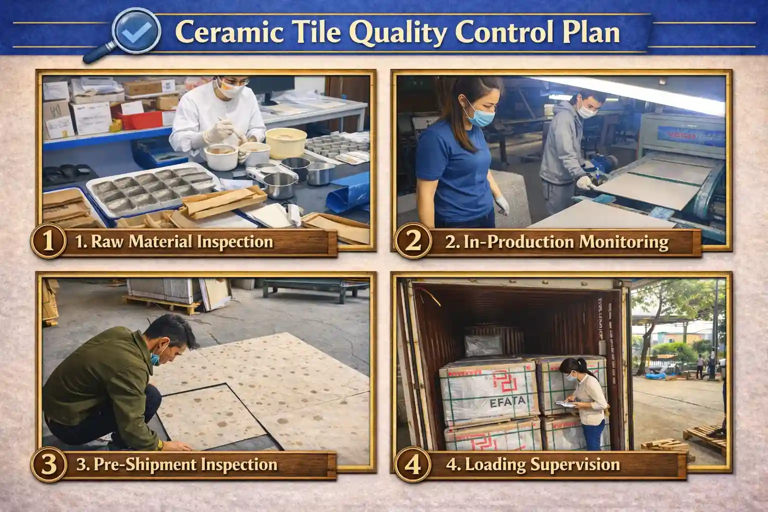 Ceramic Tile Quality Control Plan (Factory to Loading) Ceramic tile quality control plan from materials to container loading