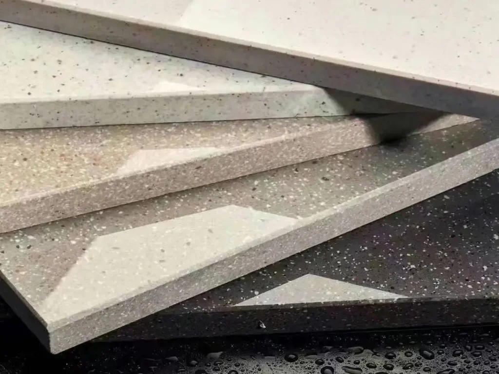 Foshan porcelain tiles in neutral colors showing dense body and crisp edges