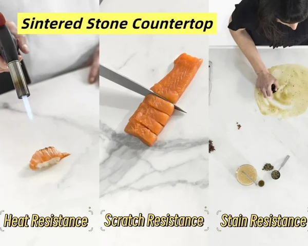 Sintered stone countertop benefits—heat, scratch and stain resistance