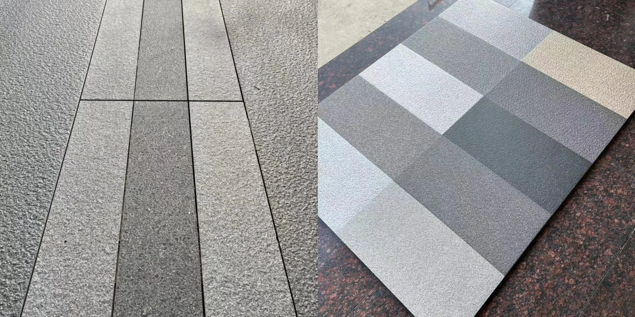 Non-slip granite effect outdoor porcelain paving slabs grey tones
