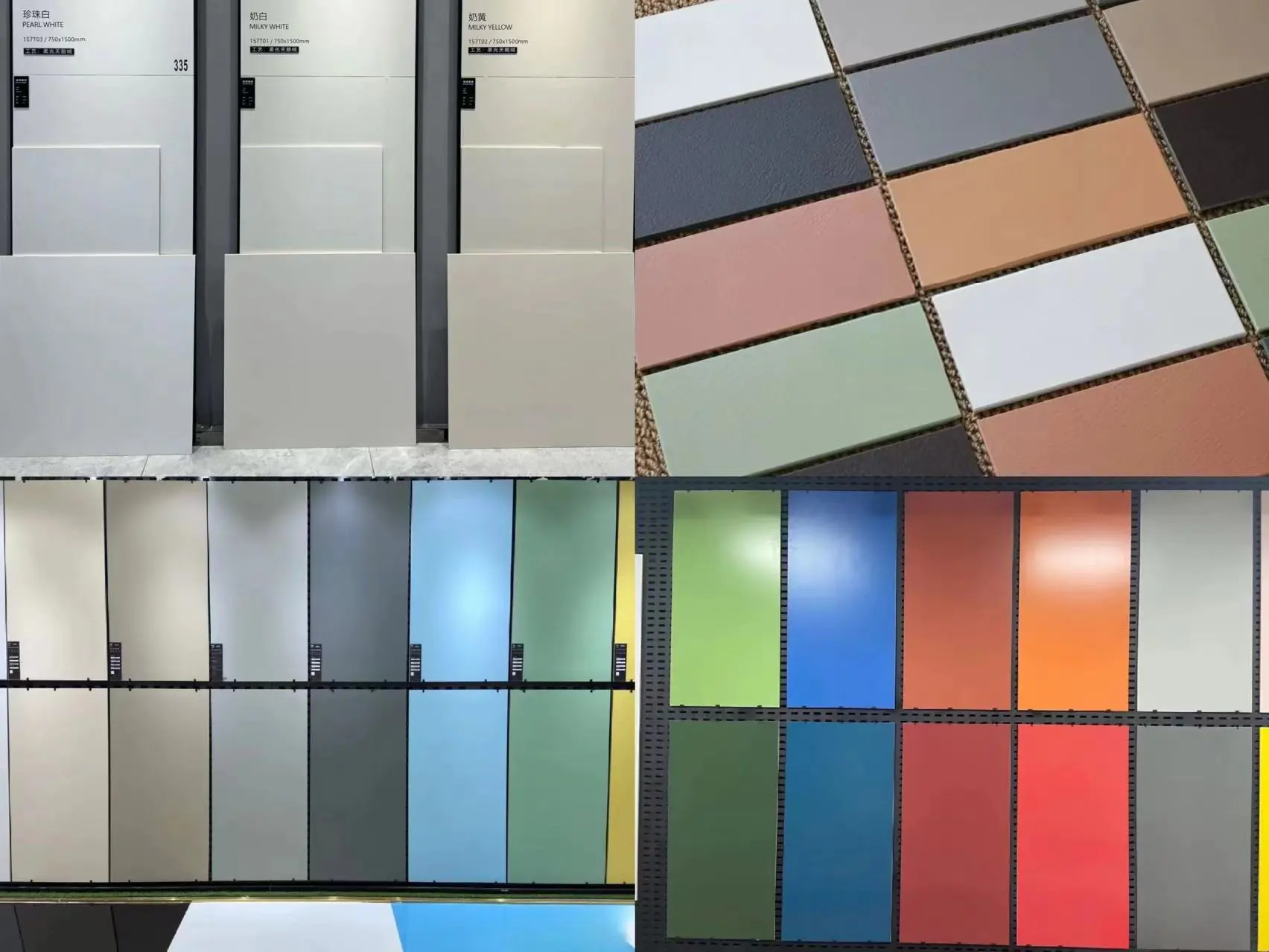 Solid pure color porcelain tiles multiple pastel and vivid palettes